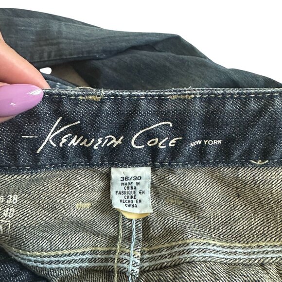 KENNETH COLE Dark Wash Distressed Straight Leg Jeans Size 36 X 30 - Picture 13 of 15